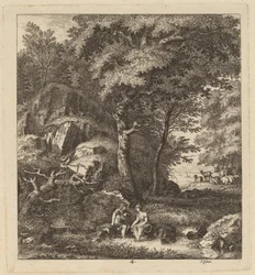 Pasterz i młoda kobieta z nogami w potoku, 1764.
