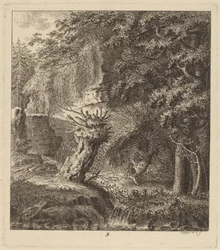 Zalesiony krajobraz z ogławianym drzewem, 1764 r.