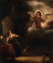 Zwiastowanie - Obraz Salomona Konincka (1609-1656) - 1655 - Olej na płótnie - 72,5x61,5 - Hallwylska Museet, Sztokholm