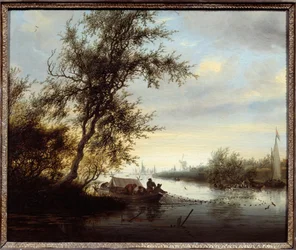 Siostry w łodzi Obraz Solomona Van Ruisdaela (Ruysdael) (1600-1670) (ec.flam.) XVII w. Compiegne, muzeum zamkowe
