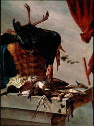 Martwa natura z indykiem Obraz Salomona Van Ruysdaela lub Ruisdaela (1600-1670) 1661 wym. 112x85 cm Paryż, Musee du Louvre