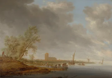 Krajobraz rzeczny z widokiem na Naarden