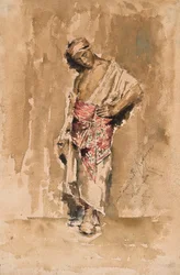 Stojący marokański mężczyzna