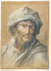 Głowa brodatego mężczyzny w turbanie