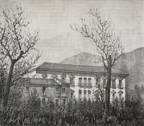 College of Avellino, Kampania, Włochy, litografia Salvatore Puglia z Poliorama Pittoresco, nr 2, 20 sierpnia