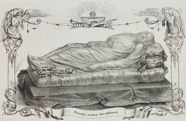 Zasłonięty Chrystus Giuseppe Sanmartino (około 1720-1793), Cappella Sansevero, Neapol, Kampania, Włochy, litografia Salvatore Puglia z Poliorama Pittoresco, n 33, 26 marca