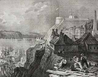 Widok miasta Quebec, Kanada, litografia Salvatore Puglia z Poliorama Pittoresco, n 46, 24 czerwca
