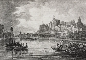 Vista do Castelo de Windsor, Inglaterra, Reino Unido, litografia de Salvatore Puglia de Poliorama Pittoresco, n 32, 15 de março polonês