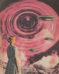 Retro widok galaktyki w stylu science fiction