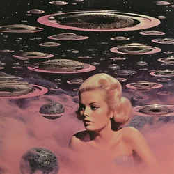 Surrealistyczny różowy kosmiczny sen
