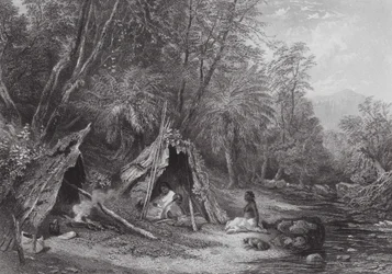 Australia: Obóz tubylców (rycina)