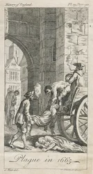 Zbieranie ofiar zarazy, Holywell Lane, Shoreditch, Londyn, Wielka Brytania (grawerowanie)