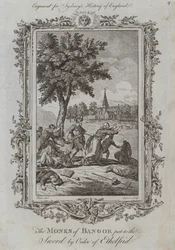 Mnisi z Bangor podbity mieczem przez Zakon Ethelfrid (rycina)