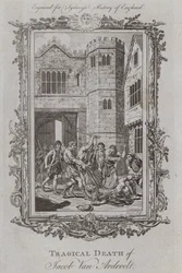 Tragiczna śmierć Jacoba Van Ardevelta (rycina)