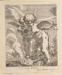 Dwie pochodnie gaszące putti Vis unita fortior (tytuł na obiekcie) Różne projekty (tytuł serii) Opera Varia Historica, Poetica & Iconologica (tytuł serii)