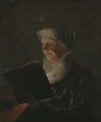 Przy świecach, ok. 1820 (olej na płótnie naklejony na drewno)