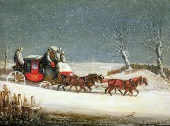 Royal Mail w głębokim śniegu (olej na panelu)