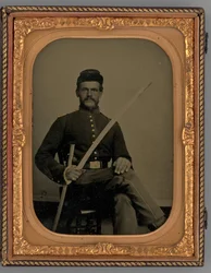 Portret bez tytułu siedzącego żołnierza z szablą, 1862.