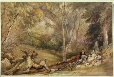 Przyjęcie szkicowe w Leigh Woods, ok. 1830 (ołówek, akwarela i kolor ciała na papierze)