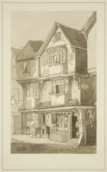 Old Houses, róg Long Row, Temple Street (ołówek i akwarela na papierze)