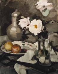 Różowe Róże w Szklanym Wazonie, ok. 1900 r. 1924