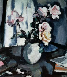 Martwa natura z różami w wazonie. Peinture de Samuel John Peploe (1871-1935 British) Collection privee