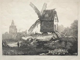 Seria starożytnych budynków i wiejskich domków w północnej Anglii: At Crowland, Windmill, 182