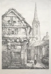 Seria starożytnych budynków i wiejskich domków w północnej Anglii: W York, Street..., 1821.