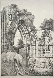 Seria starożytnych budynków i wiejskich chat w północnej Anglii: At York, Ruins, 1821.