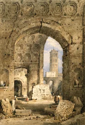 Świątynia Pokoju, Forum Romanum (akwarela i gwasz na białawym papierze)