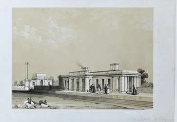 Stacja Masborough c1840 (przyciemniana litografia na papierze)