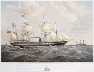 Żelazny statek parowy "Great Britain", 3500 ton, 500 koni mechanicznych