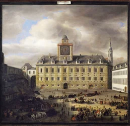 Wewnętrzny Burgplatz w Wiedniu (obraz na drewnie dębowym)