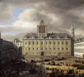 Główny plac wewnątrz Zamku Cesarskiego w Wiedniu - Samuel Dirksz van Hoogstraten (1627-1678). olej na drewnie