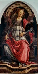 Alegoria siły. Obraz na desce Alessandra di Mariano dei Filipepi, zwanego Sandro Botticellim (1445-1510), ok. 1470. Wys. 167x87 cm. Galeria Uffizi, Florencja