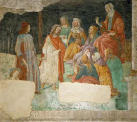 Młodzieniec (Lorenzo Tornabuoni?) zostaje przywieziony do domu przez Minerva