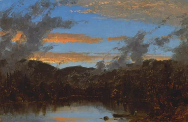 Mgła wznosząca się o zachodzie słońca w Catskills