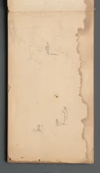 Szkicownik, strona 02: Postać w krajobrazie z psem, 1859.