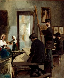 Studium szarości (pracownia malarska) (olej na płótnie)