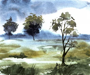 Zamglone fioletowe drzewa