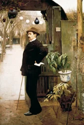 „Portret malarza Miguela Utrillo (1862-1934) podczas jego pobytu w Paryżu” Obraz Santiago Rusinol y (i) Prats (1861-1931) 1891