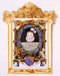 Portret Jakuba VI Szkockiego (1566-1625) Później Jakuba I Angielskiego jako chłopca ok. 1574 r. z "Pamiętników dworu królowej Elżbiety", wydanych w 1825 r. (wc i gwasz na papierze)