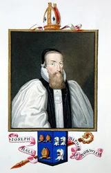 Portret Józefa Halla (1574-1656) biskupa Norwich ze „Wspomnień dworu królowej Elżbiety”, wydanych w 1825 r. (akwarela i gwasz na papierze)