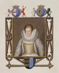 Portret Lettice Knollys (ok. 1541-1634), córki Sir Francisa Knollysa, z „Memoirs of the Court of Queen Elizabeth”, opublikowanych w 1825