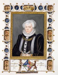 Portret Margaret Douglas (1515-78) hrabiny Lennox ze „Wspomnień dworu królowej Elżbiety”, wydanej w 1825 r. (wc i gwasz na papierze)