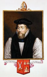 Portret Richarda Vaughana (ok.1550-1607) biskupa Londynu ze „Wspomnień dworu królowej Elżbiety”, opublikowanych w 1825 r. (akwarela i gwasz na papierze)