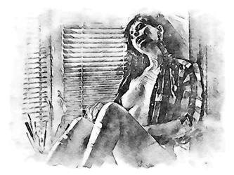 Naga kobieta w kraciastej koszuli