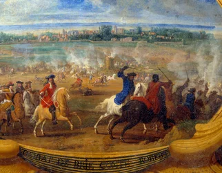 Czyny Ludwika II księcia Bourbon Conde (Bourbon-Conde) znanego jako Wielki Conde (1621-1686), Bitwa pod Brie Count Robert Detail, Obraz Zbawiciela Le Conte (Leconte, Le Comte, Lecomte) (1659-1694) Chantilly z XVII wieku, Musee Conde