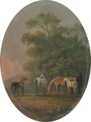 Klacze i źrebięta, ok. 1770-80 (olej na metalu)