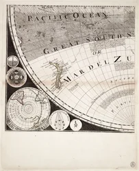 Nowa i poprawna mapa świata (sekcja), ok. 1774 r. (kolorowa rycina)